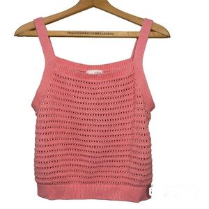 Universal Thread, crochet, knit cotton halter tank top, pink peach. Women’s XL
